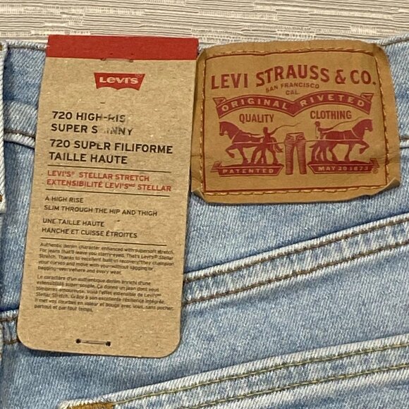 Levi's 720 Jeans Womens 27 x 30 High Rise Super Skinny Light Wash Stretch Denim - Picture 5 of 15
